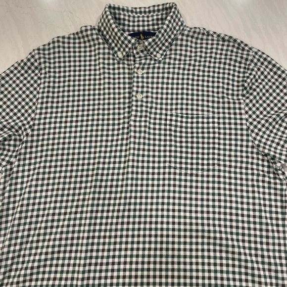 Ralph Lauren Green, Gray, & White Checkered Men's Shirt - Picture 5 of 5